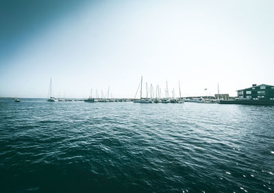 Scenic view of sea against clear sky