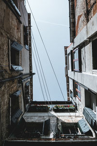 Low angle view of buildings against sky in city