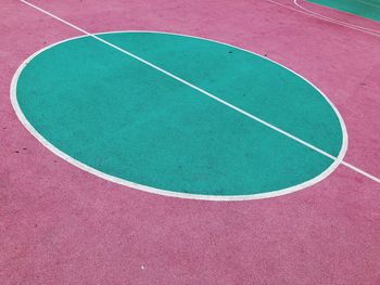 High angle view of yard line on playing field