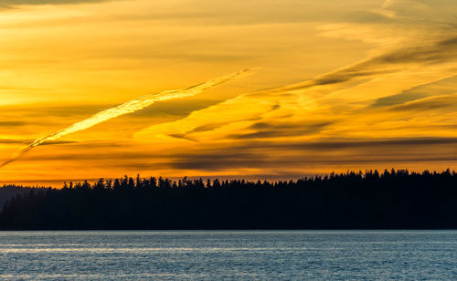 Puget sound sunset in washington state.