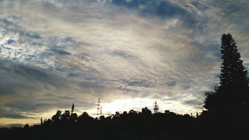 Low angle view of silhouette trees against sky during sunset