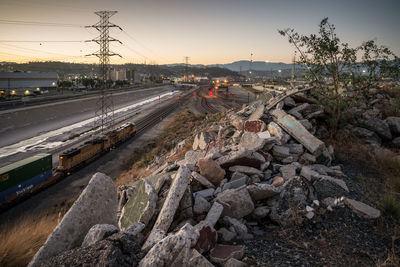 High angle view of railroad tracks