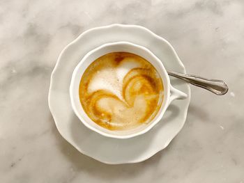 High angle view of coffee on table