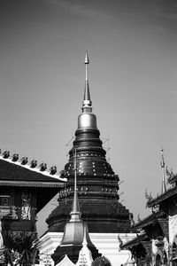 Low angle view of pagoda against sky