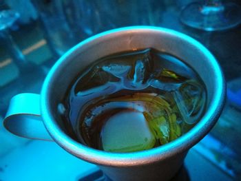 Close-up of coffee cup on table