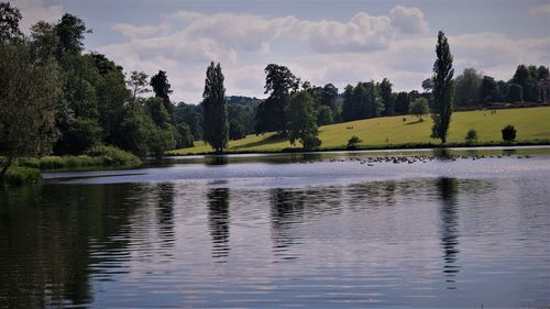 Scenic view of lake against sky