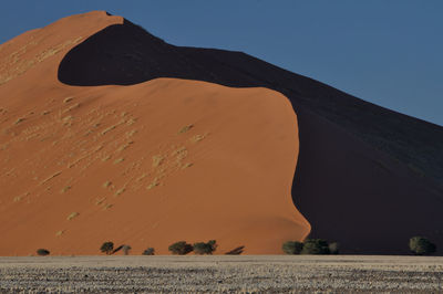 Scenic view of desert against clear sky