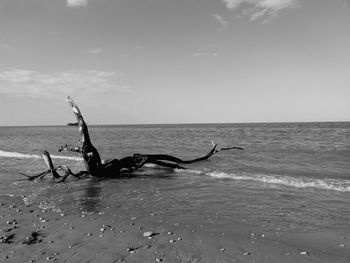 Man on beach against sky