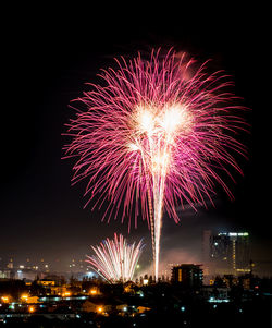 Firework display at night