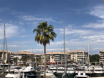 View of marina at harbor