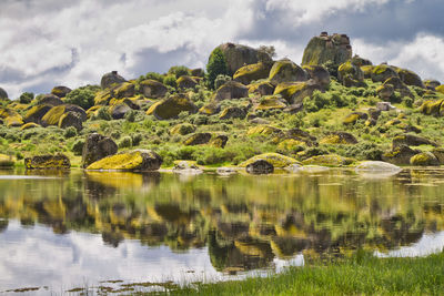 Scenic view of lake against sky