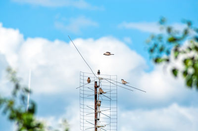 Low angle view of communications tower