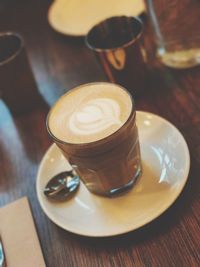 Close-up of coffee cup on table