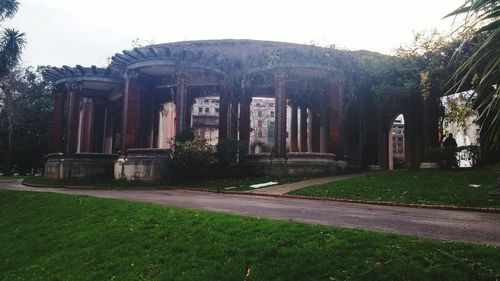 Built structure with lawn in background