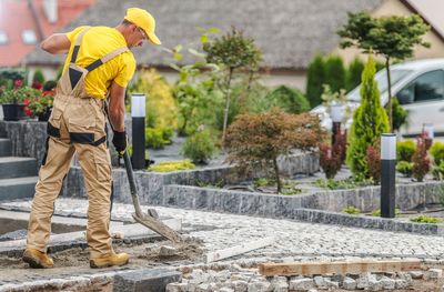 Man working on plants