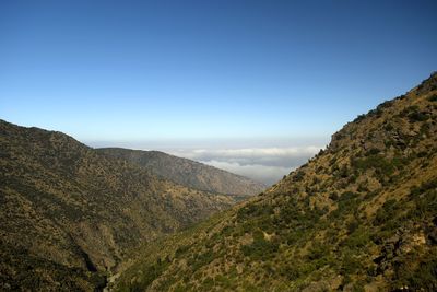 Scenic view of mountains against clear sky