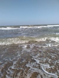 Scenic view of sea against clear sky