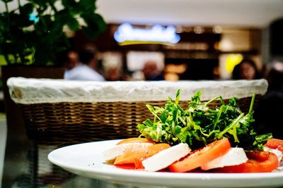 Close-up of food in plate on table