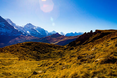 Scenic view of mountains against clear sky