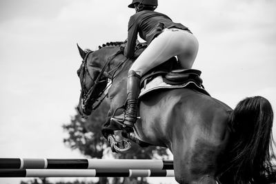 Horse riding against sky