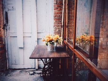 Flower pot on table