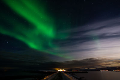 Scenic view of illuminated sky at night