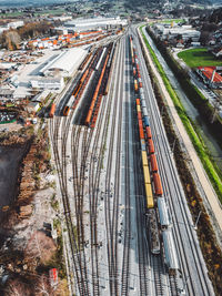 High angle view of railroad tracks