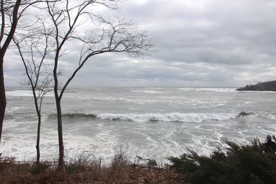 Scenic view of beach and sea against sky