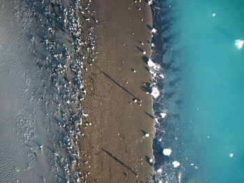 Aerial view of beach during winter