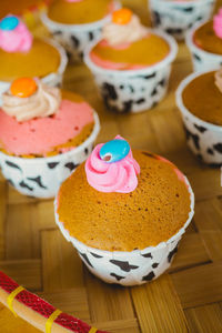 Close-up of cupcakes on table