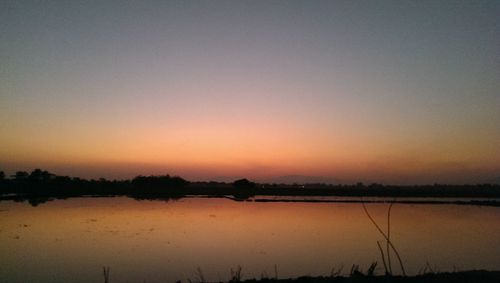 Scenic view of lake at sunset