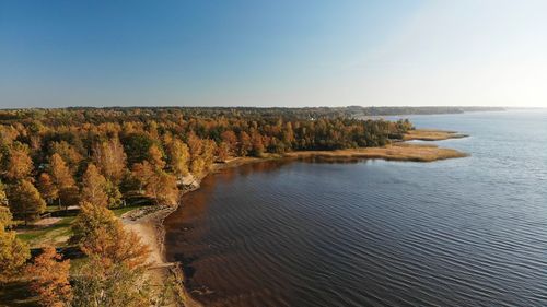 Scenic view of sea against clear sky