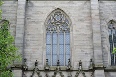 Low angle view of closed window of building