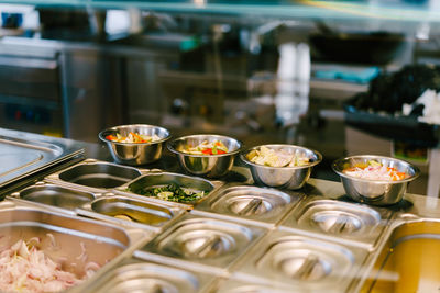 Close-up of food served on table in restaurant