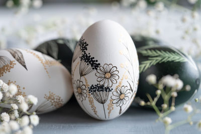 Close-up of christmas decorations on table