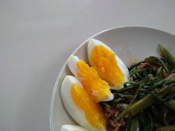 Close-up of breakfast served in plate