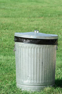 View of drinking glass on field