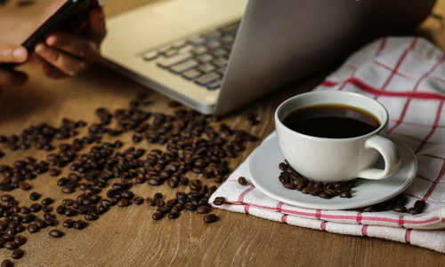 Coffee cup on table