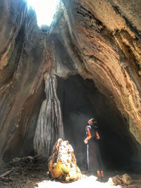 Man standing on rock formation