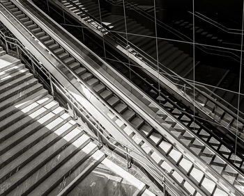 High angle view of escalator