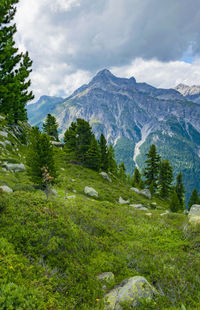 Scenic view of mountains against sky