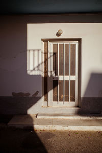 Closed door of building