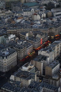 High angle view of buildings in city