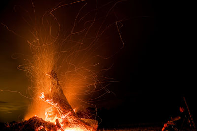 Camp fire at night