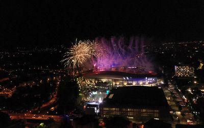 Firework display at night