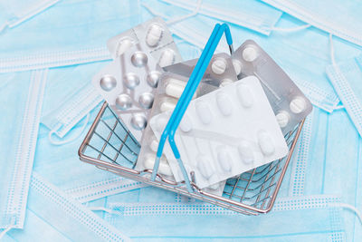 High angle view of equipment on white background