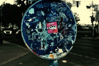 Close-up of information sign on street