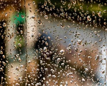 Full frame shot of water drops on window