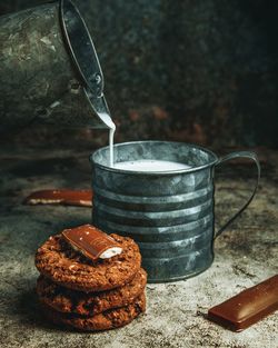 Close-up of chocolate cake on table