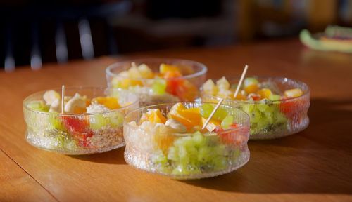 Close-up of food in bowl on table